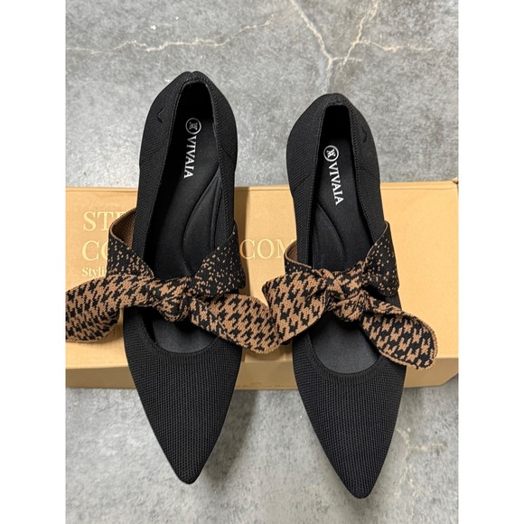 VIVAIA Elegant Black Low Heel Pumps with Bow Detail – Chic Comfort Pointed Toe - Picture 7 of 10
